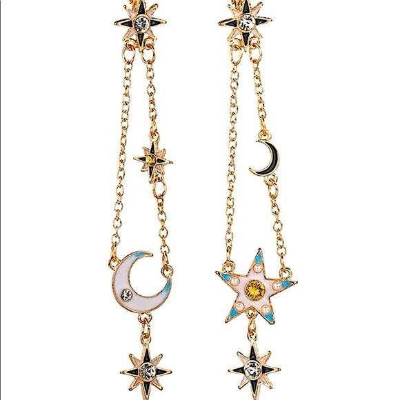 2 FOR $20 Boho Gold North Star Moon Dangle Drop Earrings - Picture 2 of 6